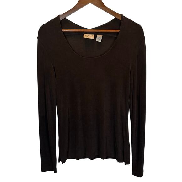 Chico’s Travelers Women’s 0 Slinky Stretch Blouse Black Wrinkle-Resistant Travel - Picture 2 of 8